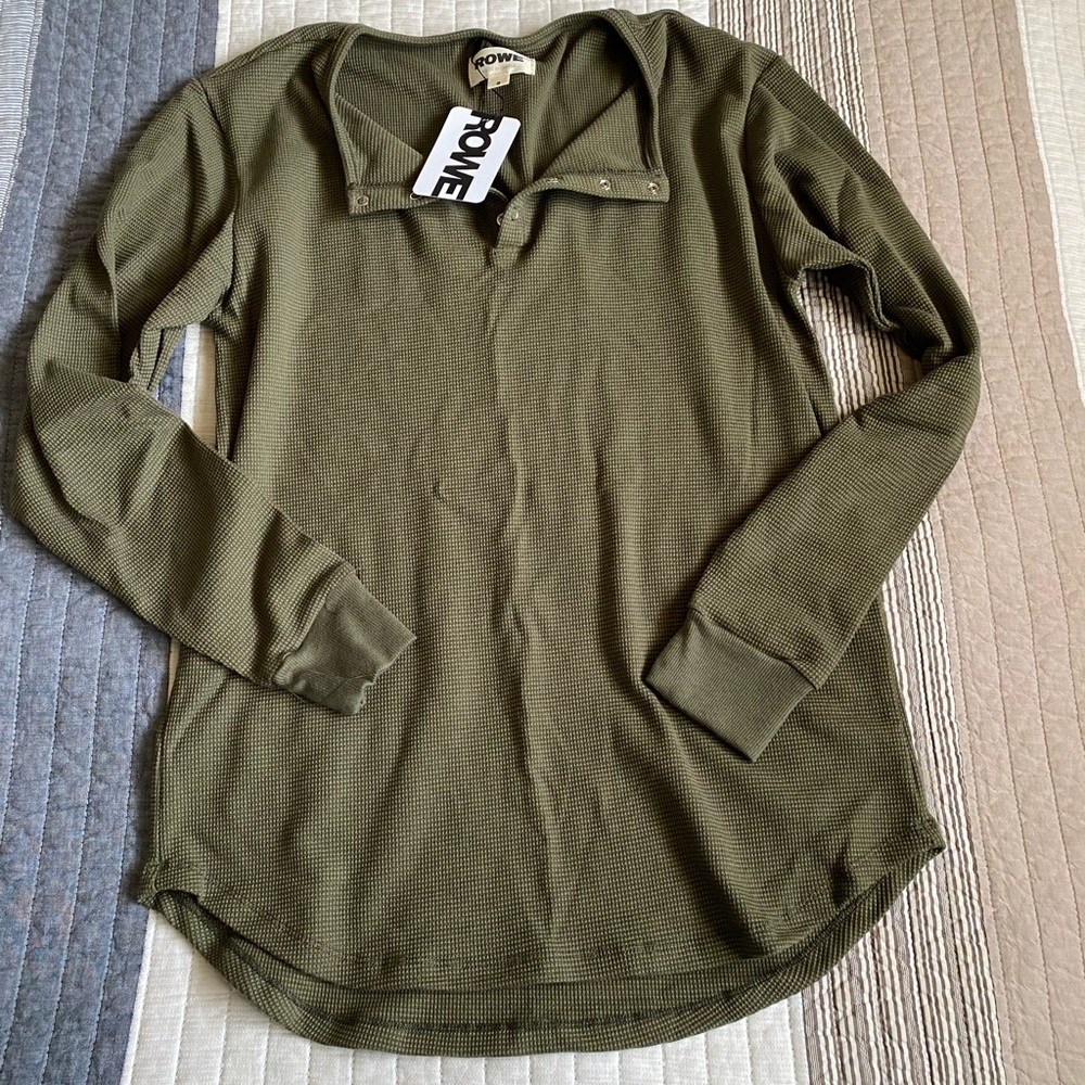 ROWE Apparel - We Are Rowe Waffle Henley Moss size S